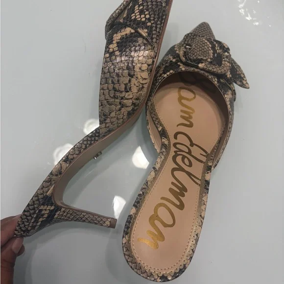 Sam Edelman Snakeskin Mules with Buckle Detail - Picture 4 of 9